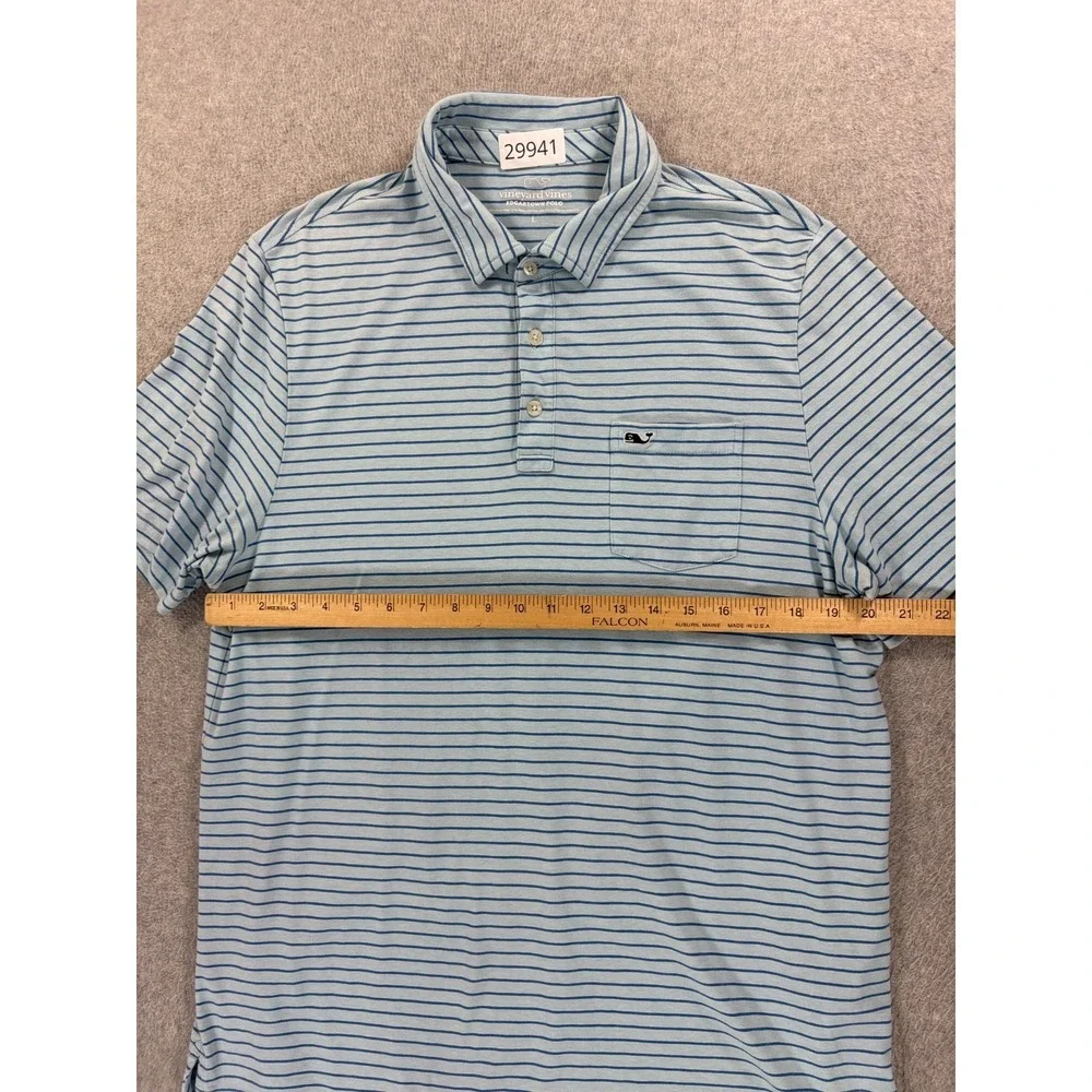 Vineyard Vines Edgartown Striped Short Sleeve Polo Shirt (Men's Large) Blue